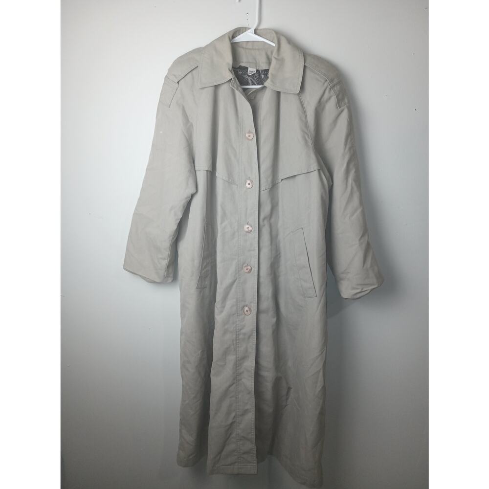 Vtg Trench Coat Degrees‎ Beige Paisley lined Women Size 8 Classic Old Money